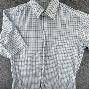 Stenstroms Short Sleeve Cotton Medium Check Shirt Mens Button Up Pocket Spread